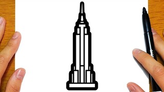 BELAJAR MELUKIS EMPIRE STATE BUILDING | Lukisan yang senang