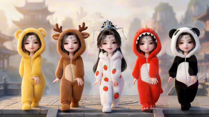 Q-version Li Muwan and the Wan’er Dance Troupe perform the shark dance together—this cute little rou