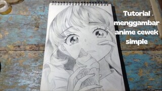 cara mengarsir anime cewek simple