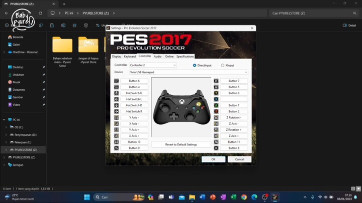 Video Tutorial setting stick game PES