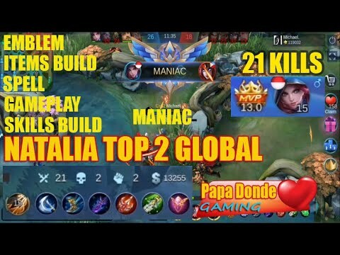 Natalia Maniac Gameplay - Score (21-2-2) Top 2 Global Michael - Mobile Legend 2020-JAN