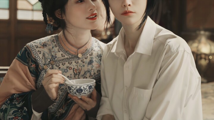 So binge-worthy! A white‑and‑black‑tinted paper‑thin character x a snooty NPC lady! The domestic dua
