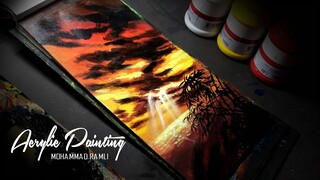 SUNSET | BAMBOO | ACRYLIC PAINTING | MOHAMMAD RAMLI