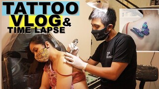 3D BUTTERFLY TATTOO || VLOG 81 || VLOG & TATTOO TIME LAPSE