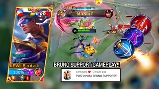 BRUNO SUPPORT 🤣⚽ | BRUNO BEST BUILD AND EMBLEM MLBB