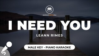 I Need You - LeAnn Rimes (Male Key - Piano Karaoke)