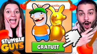 LES NOUVEAUX SKINS LAPINS CRETINS SERONT GRATUITS SUR STUMBLE GUYS !
