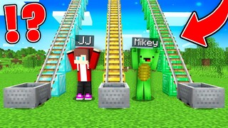 JJ and Mikey Found THE LONGEST RAILS : Gold vs Diamond vs Emerald in Minecraft Maizen!