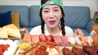 Mukbang ASMR Korean COSTCO food shopping😍 Pizza 🍕 Sushi 🍣 ...