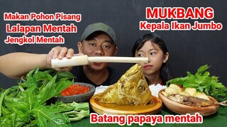 MUKBANG LALAPAN  JENGKOL MENTAH BATANG PAPAYA MENTAH IKAN ASIN PEDA SAMBAL TERASI GULAI KEPALA KAKAP