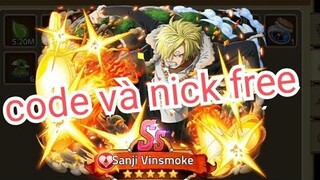 Hải tăc đại chiến-hướng dẫn cách nhận sanji vinsmoke và phát code,nick miễn phí cho ai nhanh nhất!