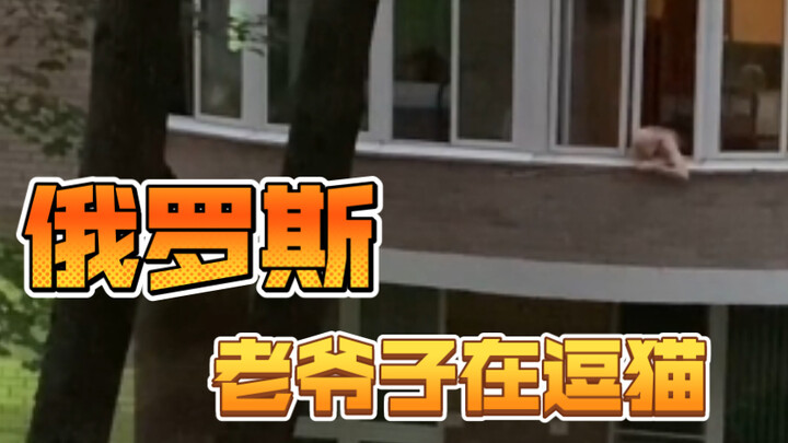 Russian Grandpa Is Teasing the Cat