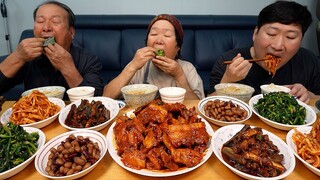 간만에 먹는 푸짐한 집밥 한 상! 제육볶음, 양미리조림, 콩자반 한식 먹방! (Korean homemade foods) 요리&먹방!! - Mukbang eating show
