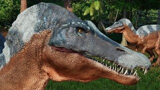 2 Mattel Irritator & 2 Ichthyovenator Breakout & Fight - Jurassic World Evolution Mods (4K 60FPS)