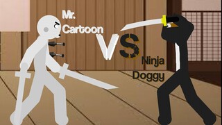 MR CARTOON VS NINJA DOGGY (Battle of KATANAS) Stick Nodes Roblox Piggy