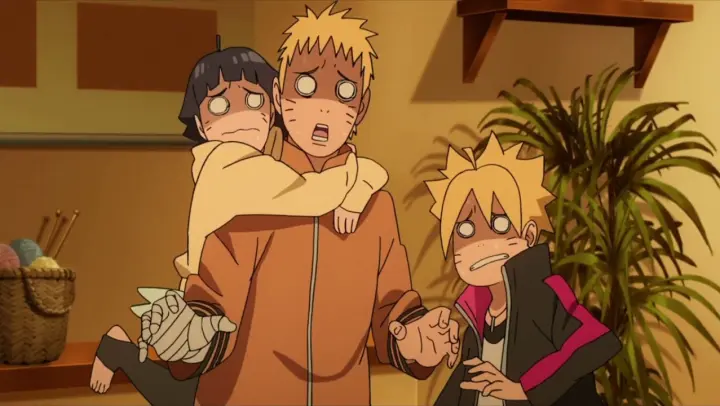 Naruto, Boruto, and Himawari got scared upon hearing Hinata angry before she took the cake away Dub