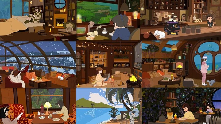 [White noise animation collection] 45-minute sedentary reminder // book turning sound / writing soun