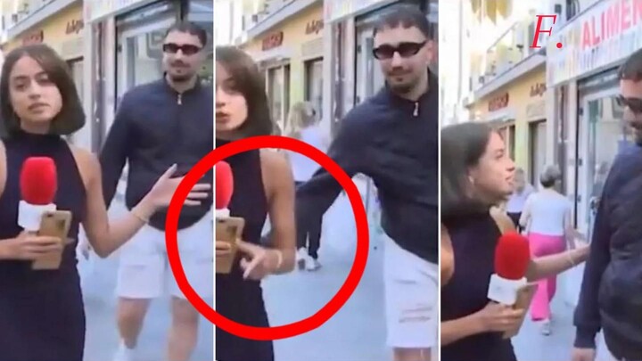 خلال بث مباشر، قام رجل مجهول بلمس مؤخرة الصحفية الإسبانية، فتدخل مقدم الاستوديو من بعيد وطلب منها أن