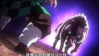 伊之助果然是山里长大的，体制犹如野兽一般，被炭治郎重拳斩中竟还能战斗，震惊善逸