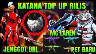 FREE FIRE!! BOCORAN KATANA COBRA TOP UP BONUS, JENGGOT BNL KELUAR, INCUBATOR MP5, PET NINJA TIGER