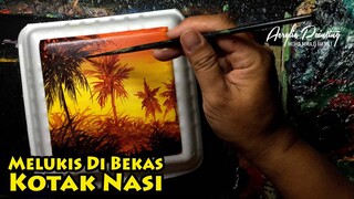 TUTORIAL MELUKIS DIATAS MEDIA KOTAK STYROFOAM BEKAS | ACRYLIC PAINTING