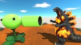 Which Team Will Win? Peashooter vs Godzilla Burning - Animal Revolt Battle Simulator