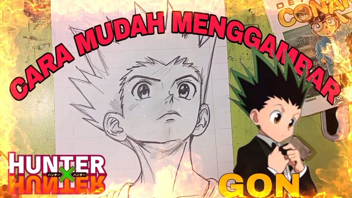 cara yang sangat mudah menggambar anime hunter xhunter Gon