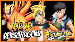 TOP 10 MELHORES PERSONAGENS DO JOGO !!! NARUTO X BORUTO NINJA VOLTAGE