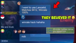 LANCELOT 100% WINRATE PRANK!! | THEIR REACTION WAS HILARIOUS 🤣 | HARD CARRY GAMEPLAY - MLBB