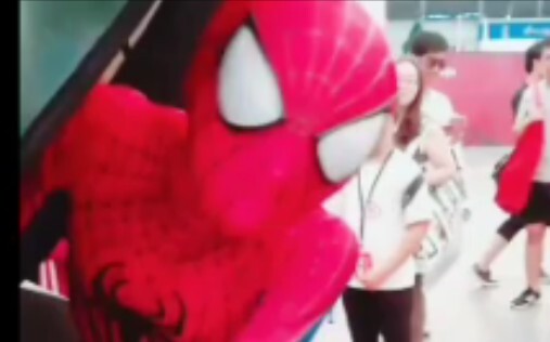 The extremely coquettish Spider-Man at the Comic Expo, a bitch who stole the bug's suit