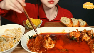 Gà cay xào nấm kim châm và cơm chiên trộn trứng 4 #amthuc