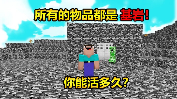 The toughest challenge in history! Every item is made of bedrock!