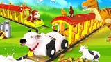 Funny Animals Cow Monkey Train in Zoo Animals - Rescue from Dinosaur Jungle Animals 3D Cartoon Video