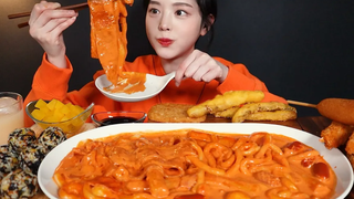 SUB) ! 🔥 Rose tteokbokki mukbang asmr