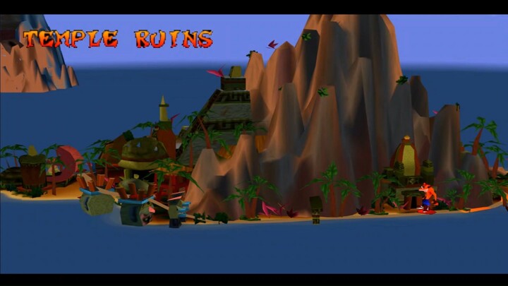 Crash Bandicot 1 - #13 Temple Ruins Walkthrough (No Damage + Gems)  [PS1] [PlayS
