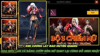 Free Fire|Hoa Mộc Lan và Băng cướp nữ quay lại cùng với đồ Sinh nhật-1 kim cương lấy Đao huyền quang