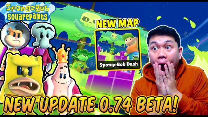 NEW BIG UPDATE 0.74 BETA! 1 MAP BARU ELIMINASI STUMBLE GUYS X SPONGEBOB & 19 NEW SKIN - Stumble Guys