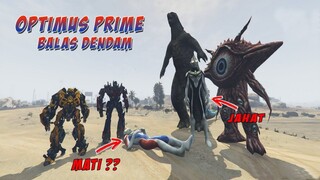 OPTIMUS PRIME BALAS DENDAM KE ULTRAMAN BLACK DYNA JAHAT - GTA 5 MOD ULTRAMAN