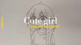 Gambar cute girl yuk! speed drawing