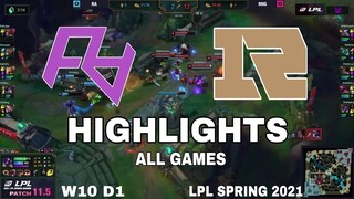 Highlight RA vs RNG All Game LPL Mùa Xuân 2021 LPL Spring 2021 Rare Atom vs Royal Never Give Up