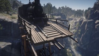 [Red Dead Redemption 2] If you drive a train across a blown-up bridge, will the train fall off?