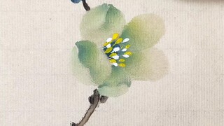 [Chinese Painting] A Sprig of Green Plum Blossoms