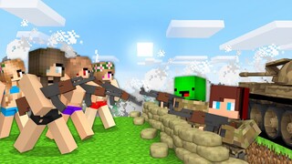 JJ and Mikey WAR vs GIRLS - in Minecraft (Maizen Mizen Mazien) jj and mikey