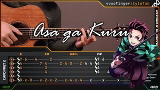 Demon Slayer: Kimetsu no Yaiba Season 2 ED - Asa ga Kuru 「朝が来る」 - Fingerstyle Cover + TAB Tutorial