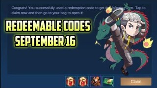 REDEEMTION CODE/SEPTEMBER 16 2020