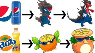 把各大饮料品牌画成宝可梦