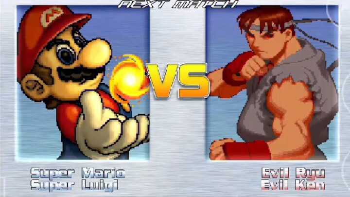 MUGEN 1.0 BATTLE : super mario & super luigi vs evil ryu vs evil ken