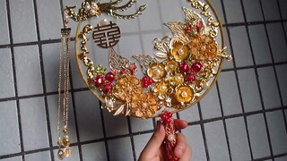 从校服到婚纱10年的闺蜜结婚，做个团扇送给她，祝她幸福