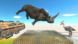 Catapult With Giant Rotors Above Hundreds of Spikes - Animal Revolt Battle Simulator