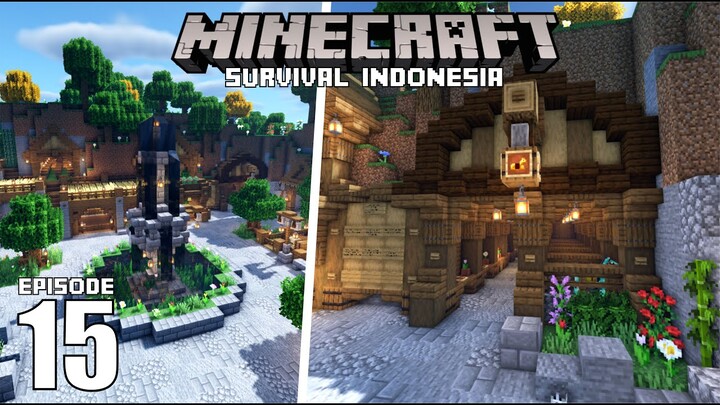 Membuat Kandang Kuda di Dalam Bukit & Mendekorasi Desa - Minecraft Survival Indonesia (Ep.15)